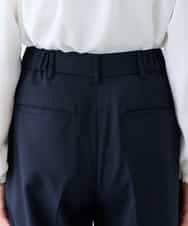 KALFE22079 a.v.v Elmi(アー・ヴェ・ヴェ) 【低身長サイズ】【洗える/UVカット】リネンライクストレッチワイドパンツ ネイビー