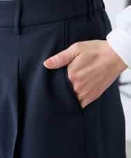 KALFE22079 a.v.v Elmi(アー・ヴェ・ヴェ) 【低身長サイズ】【洗える/UVカット】リネンライクストレッチワイドパンツ ネイビー