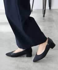 KALFE22079 a.v.v Elmi(アー・ヴェ・ヴェ) 【低身長サイズ】【洗える/UVカット】リネンライクストレッチワイドパンツ ネイビー