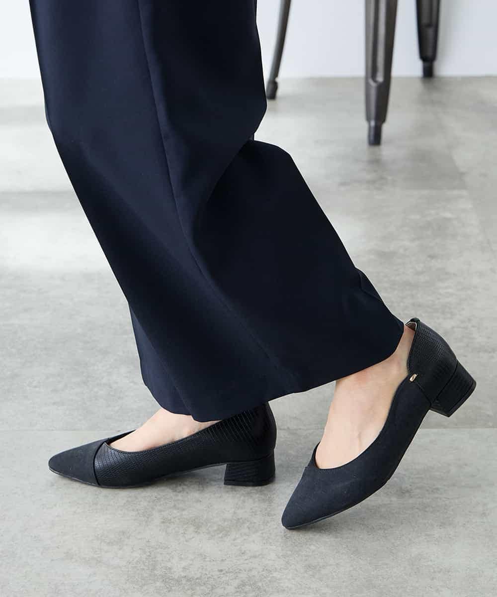 KALFE22079 a.v.v Elmi(アー・ヴェ・ヴェ) 【低身長サイズ】【洗える/UVカット】リネンライクストレッチワイドパンツ ネイビー