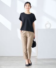 KALGE30079 a.v.v Elmi(アー・ヴェ・ヴェ) 【低身長サイズ】サマーストレッチテーパードパンツ【接触冷感/イージーケア/UVカット/吸水速乾】 ネイビー