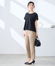 KALGE30079 a.v.v Elmi(アー・ヴェ・ヴェ) 【低身長サイズ】サマーストレッチテーパードパンツ【接触冷感/イージーケア/UVカット/吸水速乾】 ネイビー