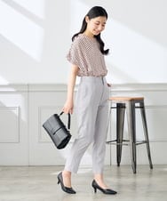 KALGE30079 a.v.v Elmi(アー・ヴェ・ヴェ) 【低身長サイズ】サマーストレッチテーパードパンツ【接触冷感/イージーケア/UVカット/吸水速乾】 ネイビー