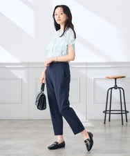 KALGE30079 a.v.v Elmi(アー・ヴェ・ヴェ) 【低身長サイズ】サマーストレッチテーパードパンツ【接触冷感/イージーケア/UVカット/吸水速乾】 ネイビー