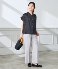 KALGE31079 a.v.v Elmi(アー・ヴェ・ヴェ) 【低身長サイズ】サマーストレッチワイドパンツ【接触冷感/イージーケア/UVカット/吸水速乾】 ベージュ