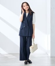 KALGE31079 a.v.v Elmi(アー・ヴェ・ヴェ) 【低身長サイズ】サマーストレッチワイドパンツ【接触冷感/イージーケア/UVカット/吸水速乾】 ベージュ