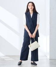 KALGE31079 a.v.v Elmi(アー・ヴェ・ヴェ) 【低身長サイズ】サマーストレッチワイドパンツ【接触冷感/イージーケア/UVカット/吸水速乾】 ベージュ