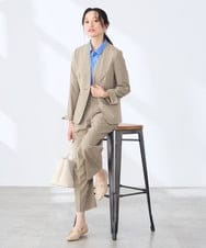 KALGE31079 a.v.v Elmi(アー・ヴェ・ヴェ) 【低身長サイズ】サマーストレッチワイドパンツ【接触冷感/イージーケア/UVカット/吸水速乾】 ベージュ