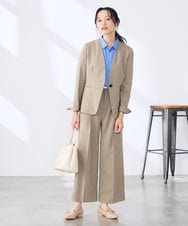 KALGE31079 a.v.v Elmi(アー・ヴェ・ヴェ) 【低身長サイズ】サマーストレッチワイドパンツ【接触冷感/イージーケア/UVカット/吸水速乾】 ベージュ