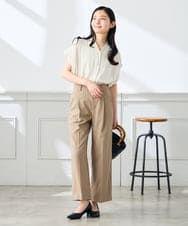 KALGE31079 a.v.v Elmi(アー・ヴェ・ヴェ) 【低身長サイズ】サマーストレッチワイドパンツ【接触冷感/イージーケア/UVカット/吸水速乾】 ベージュ