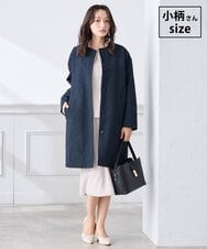 KAUCD02129 a.v.v Elmi(アー・ヴェ・ヴェ) 【低身長サイズ】ジャガードノーカラーコート ネイビー