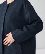 KAUCD02129 a.v.v Elmi(アー・ヴェ・ヴェ) 【低身長サイズ】ジャガードノーカラーコート ネイビー