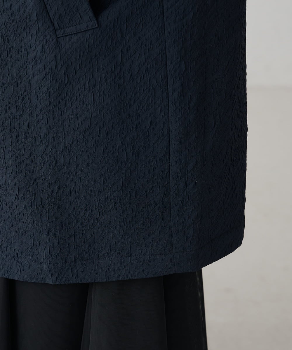 KAUCD02129 a.v.v Elmi(アー・ヴェ・ヴェ) 【低身長サイズ】ジャガードノーカラーコート ネイビー