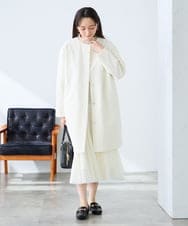 KAUCD02129 a.v.v Elmi(アー・ヴェ・ヴェ) 【低身長サイズ】ジャガードノーカラーコート ネイビー