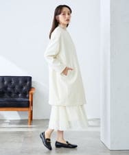 KAUCD02129 a.v.v Elmi(アー・ヴェ・ヴェ) 【低身長サイズ】ジャガードノーカラーコート ネイビー