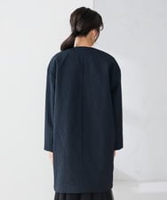 KAUCD02129 a.v.v Elmi(アー・ヴェ・ヴェ) 【低身長サイズ】ジャガードノーカラーコート ネイビー