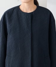 KAUCD02129 a.v.v Elmi(アー・ヴェ・ヴェ) 【低身長サイズ】ジャガードノーカラーコート ネイビー