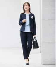 KBBCD01059 a.v.v(アー・ヴェ・ヴェ) 【洗える/ストレッチ】ボウタイメタルチャームブラウス ライトブルー