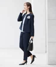 KBBCD01059 a.v.v(アー・ヴェ・ヴェ) 【洗える/ストレッチ】ボウタイメタルチャームブラウス ライトブルー