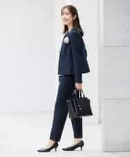 KBBCD01059 a.v.v(アー・ヴェ・ヴェ) 【洗える/ストレッチ】ボウタイメタルチャームブラウス ライトブルー