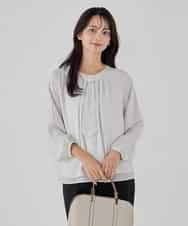 KBBCD01059 a.v.v(アー・ヴェ・ヴェ) 【洗える/ストレッチ】ボウタイメタルチャームブラウス ライトブルー