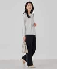 KBBCD01059 a.v.v(アー・ヴェ・ヴェ) 【洗える/ストレッチ】ボウタイメタルチャームブラウス ライトブルー