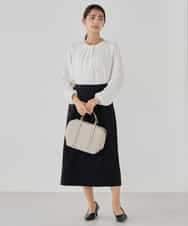 KBBCD01059 a.v.v(アー・ヴェ・ヴェ) 【洗える/ストレッチ】ボウタイメタルチャームブラウス ライトブルー