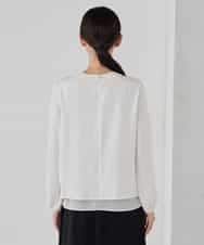 KBBCD01059 a.v.v(アー・ヴェ・ヴェ) 【洗える/ストレッチ】ボウタイメタルチャームブラウス ライトブルー