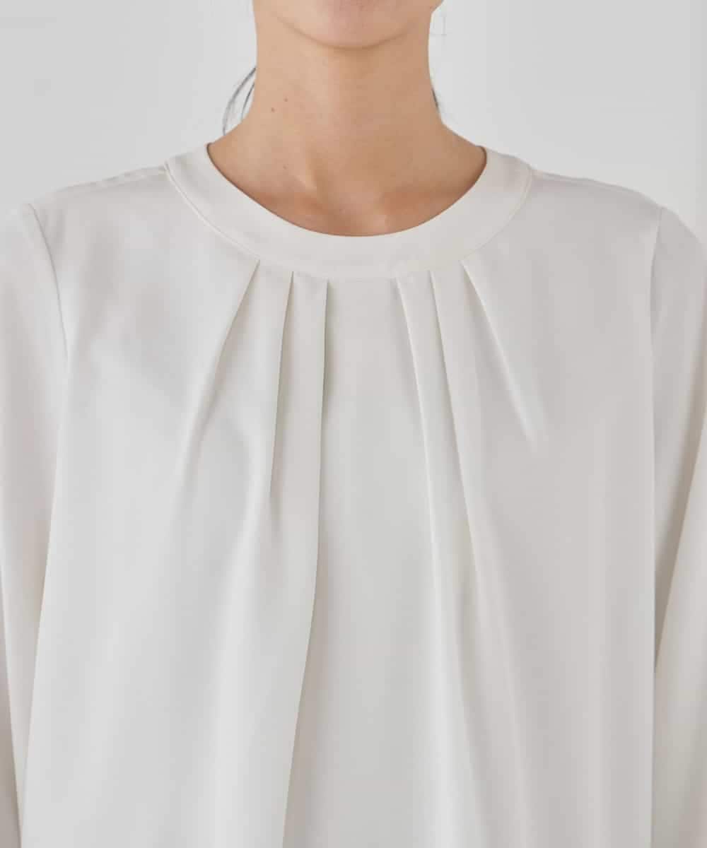 KBBCD01059 a.v.v(アー・ヴェ・ヴェ) 【洗える/ストレッチ】ボウタイメタルチャームブラウス ライトブルー