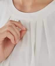 KBBCD01059 a.v.v(アー・ヴェ・ヴェ) 【洗える/ストレッチ】ボウタイメタルチャームブラウス ライトブルー