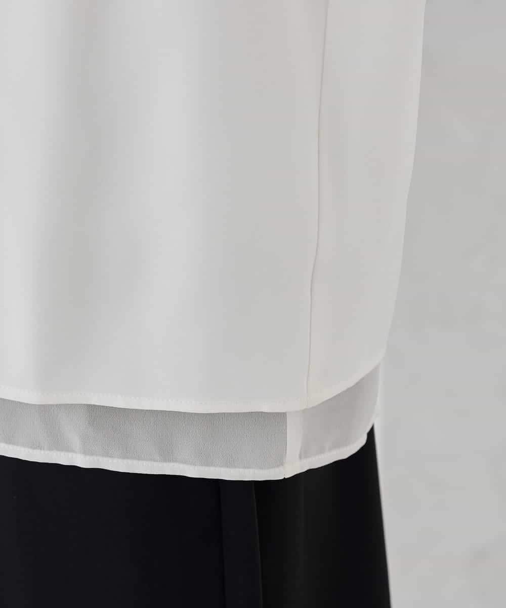 KBBCD01059 a.v.v(アー・ヴェ・ヴェ) 【洗える/ストレッチ】ボウタイメタルチャームブラウス ライトブルー