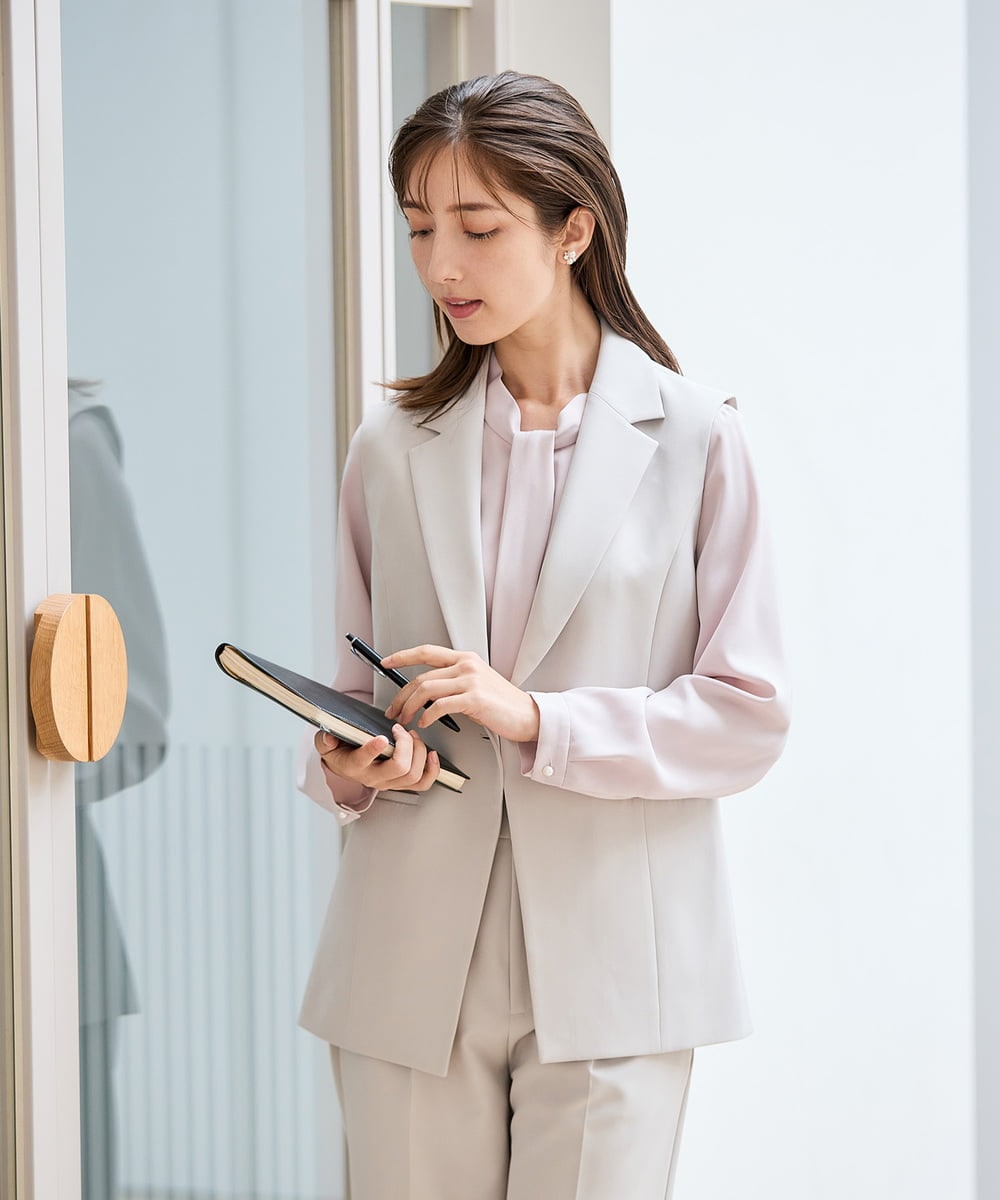 KBBCD02059 a.v.v(アー・ヴェ・ヴェ) 【洗える】ボウタイ風ブラウス ピンク