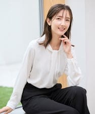 KBBCD02059 a.v.v(アー・ヴェ・ヴェ) 【洗える】ボウタイ風ブラウス ホワイト