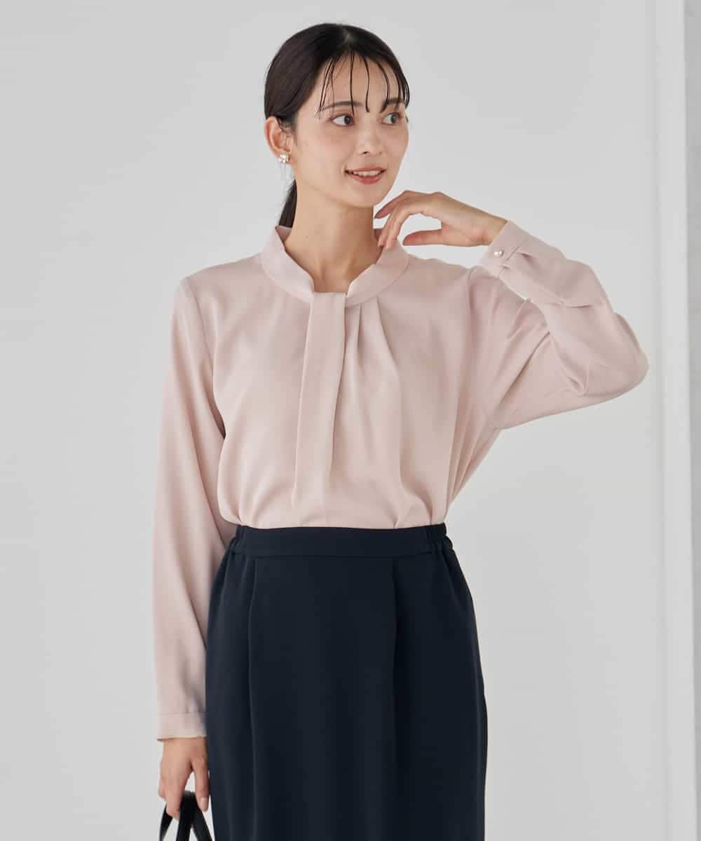 KBBCD02059 a.v.v(アー・ヴェ・ヴェ) 【洗える】ボウタイ風ブラウス ピンク