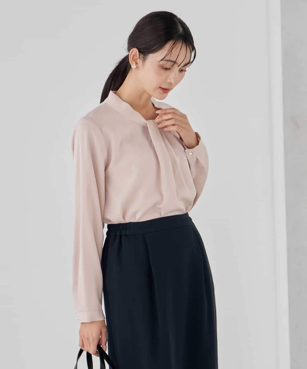 KBBCD02059 a.v.v(アー・ヴェ・ヴェ) 【洗える】ボウタイ風ブラウス ピンク