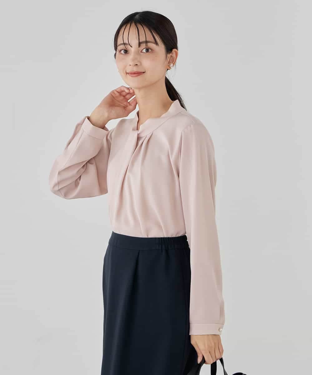 KBBCD02059 a.v.v(アー・ヴェ・ヴェ) 【洗える】ボウタイ風ブラウス ピンク