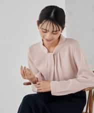 KBBCD02059 a.v.v(アー・ヴェ・ヴェ) 【洗える】ボウタイ風ブラウス ピンク