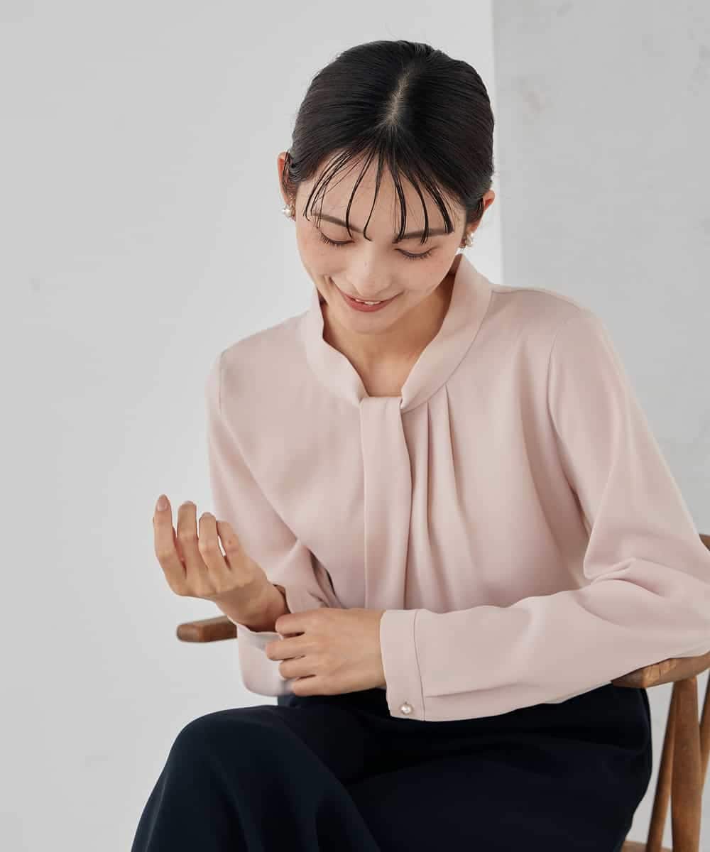 KBBCD02059 a.v.v(アー・ヴェ・ヴェ) 【洗える】ボウタイ風ブラウス ピンク