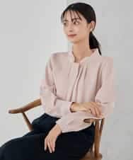 KBBCD02059 a.v.v(アー・ヴェ・ヴェ) 【洗える】ボウタイ風ブラウス ピンク