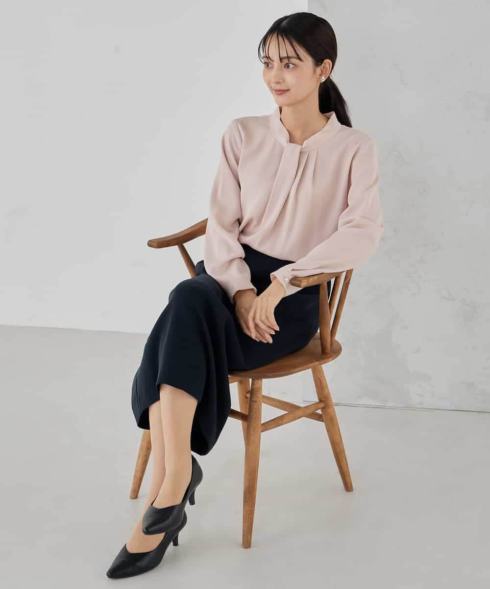 KBBCD02059 a.v.v(アー・ヴェ・ヴェ) 【洗える】ボウタイ風ブラウス ピンク