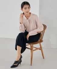 KBBCD02059 a.v.v(アー・ヴェ・ヴェ) 【洗える】ボウタイ風ブラウス ピンク