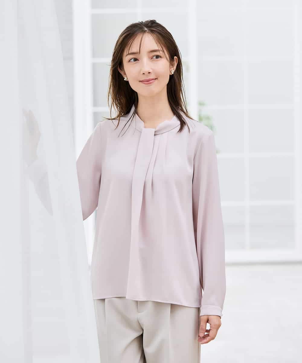 KBBCD02059 a.v.v(アー・ヴェ・ヴェ) 【洗える】ボウタイ風ブラウス ピンク