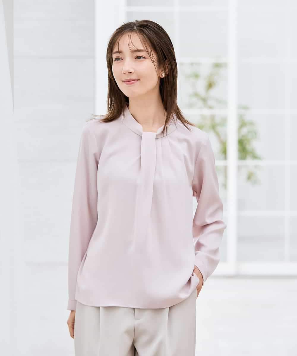 KBBCD02059 a.v.v(アー・ヴェ・ヴェ) 【洗える】ボウタイ風ブラウス ピンク