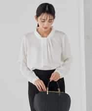 KBBCD02059 a.v.v(アー・ヴェ・ヴェ) 【洗える】ボウタイ風ブラウス ピンク