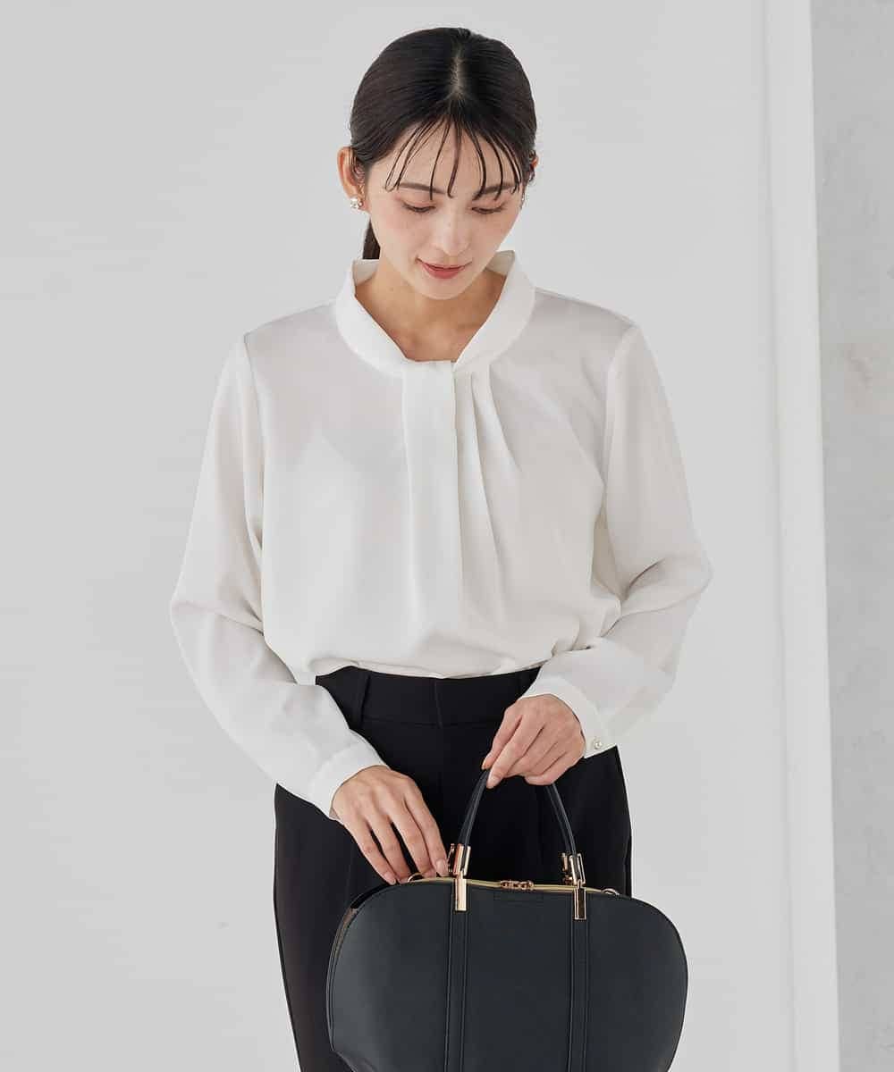 KBBCD02059 a.v.v(アー・ヴェ・ヴェ) 【洗える】ボウタイ風ブラウス ピンク