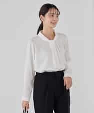 KBBCD02059 a.v.v(アー・ヴェ・ヴェ) 【洗える】ボウタイ風ブラウス ピンク