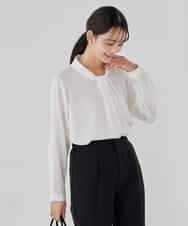 KBBCD02059 a.v.v(アー・ヴェ・ヴェ) 【洗える】ボウタイ風ブラウス ピンク