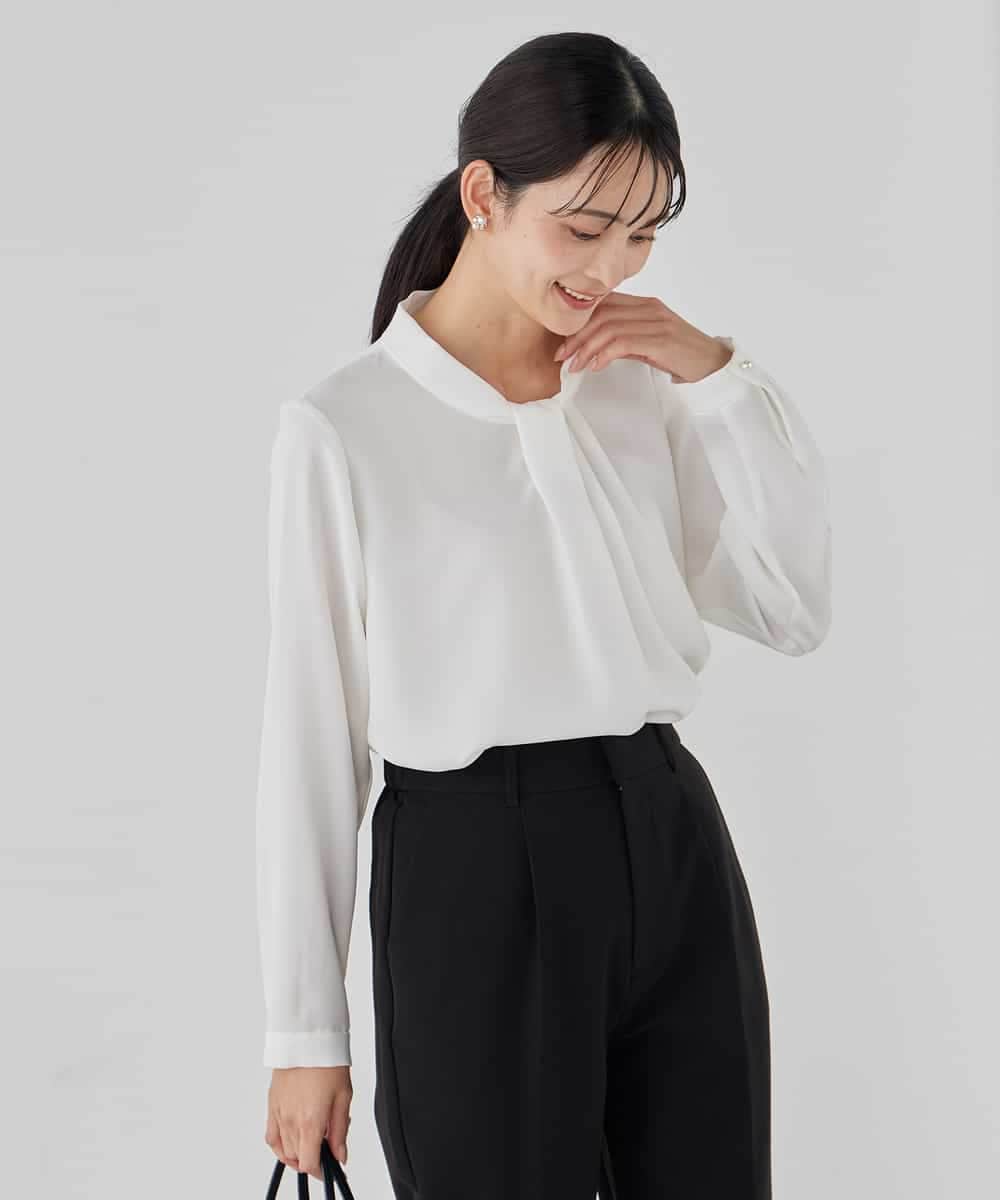 KBBCD02059 a.v.v(アー・ヴェ・ヴェ) 【洗える】ボウタイ風ブラウス ピンク