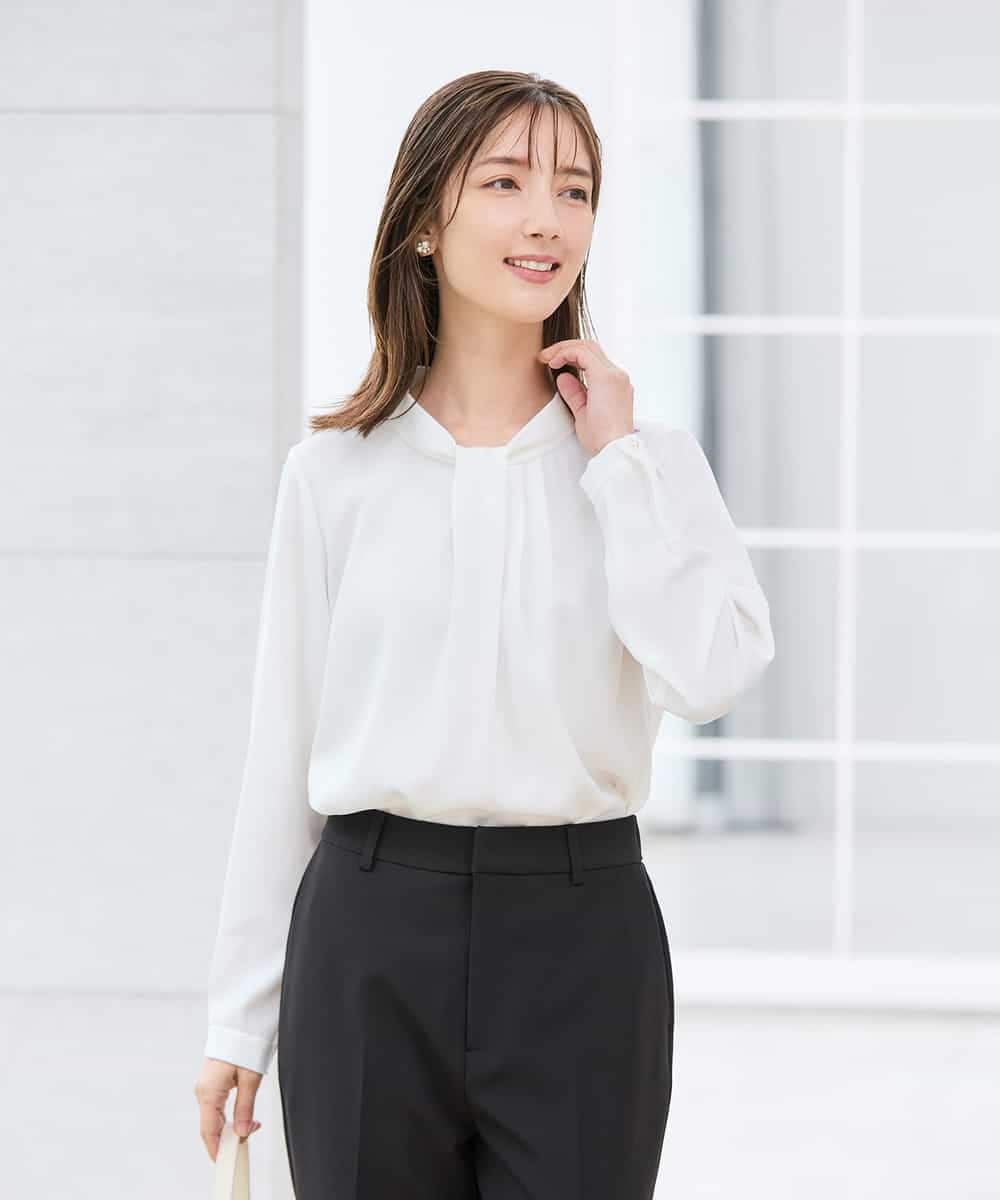 KBBCD02059 a.v.v(アー・ヴェ・ヴェ) 【洗える】ボウタイ風ブラウス ピンク