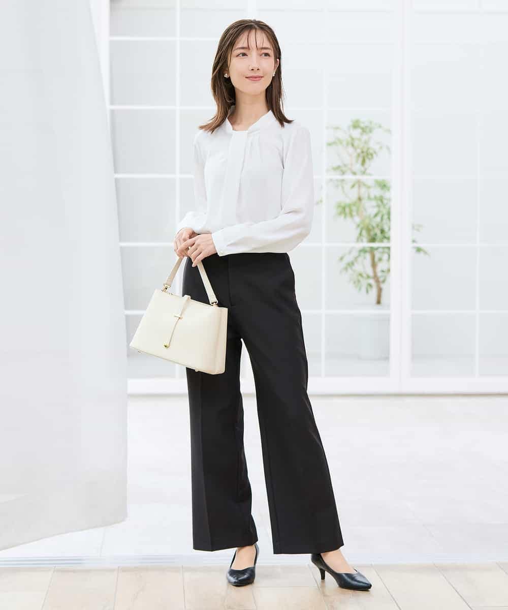 KBBCD02059 a.v.v(アー・ヴェ・ヴェ) 【洗える】ボウタイ風ブラウス ピンク